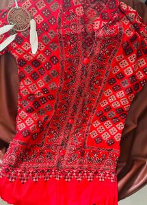Red Printed Kurta