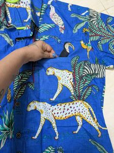 Animal Print Short Sleeve Button-Down