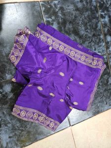 Violet Vintage Saree With Stiched Blouse