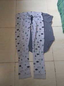 Girls&#39; Gray Tee &amp; Patterned Pants Set