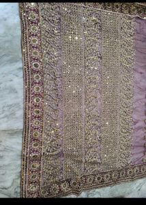 Purple heavy work saree