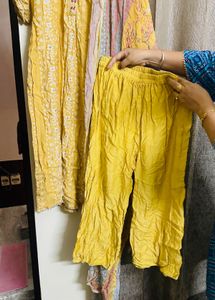 Yellow Embroidered Plazzo Kameez