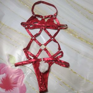 22 Red Metallic Harness Lingerie