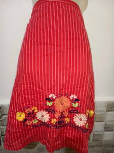 🎄Buy 1, Get 1 Free🎁Red Striped Embroidered Skirt