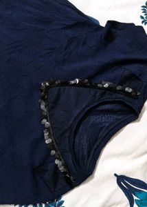 Women Blue Half Sleeve Casual Top