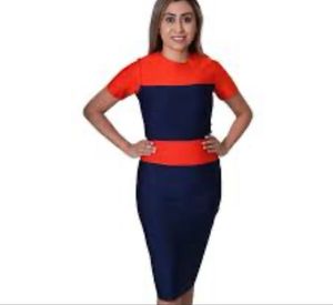 Orange & Blue Bodycon Dress
