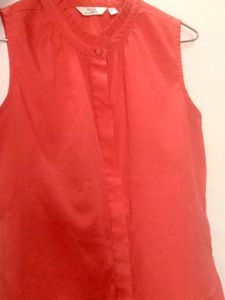 Coral Sleeveless Top And Black Dhoti  Combo