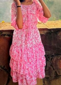 Pink Floral Ruffle Mini Dress🩰🎀