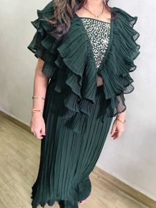 Elegant Ruffled Indo Western Top &amp; Skirt