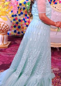 Elegant Blue Embellished Gown