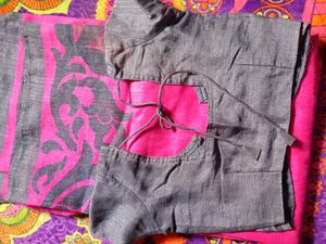 Pink Printed Saree with Blouse