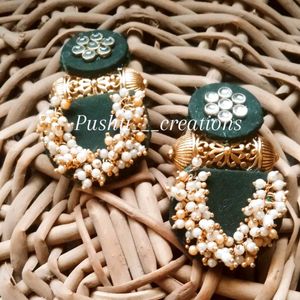 Handmade Green & Gold Earrings