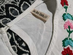 Floral Embroidered White Top