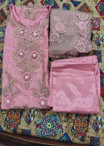 Blush Pink Embroidered Plazo Suit