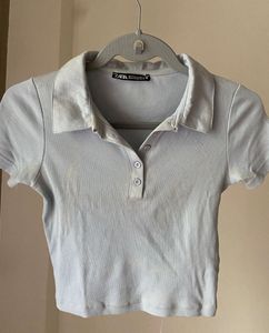 Zara Ribbed Polo Top