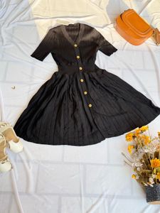 Elegant Black Button-Down Dress
