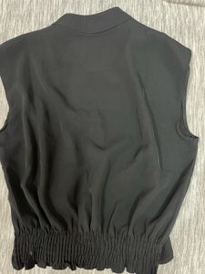 Black Formal Top With Button Detail