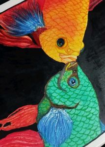 Betta Fish Painting On A4
