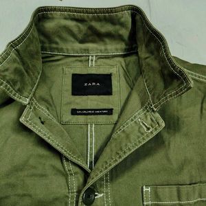 Zara Green Shirt Jacket Shacket