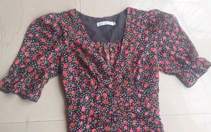 Black Bodycon Floral Mini Dress
