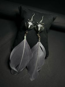 Wolf Feather Dangle Earrings