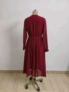 Burgundy Long Sleeve Midi Dress