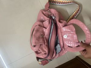 Pink Embossed Hobo Bag