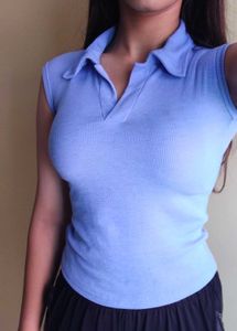 Blue Collar Fitted Top