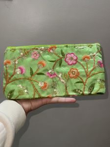 Embroidered Sequined Pouch