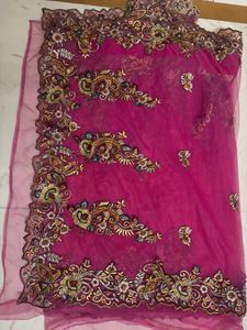 Embroidered Pink saree