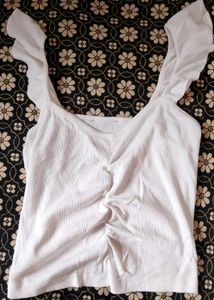 White Top With Flared Sleeves