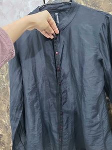 Exported Black cotton+silk fabric shirt