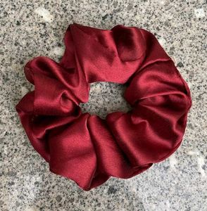 3 Burgundy Satin Hair Scrunchies
