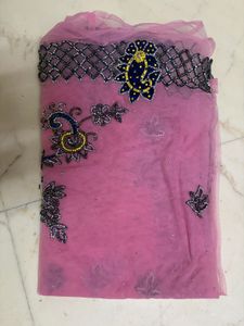 Embroidered Pink Saree