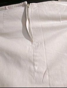 Cream  Frayed Hem Skirt