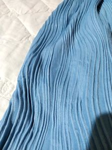 Blue Plisse Wide Leg Pants