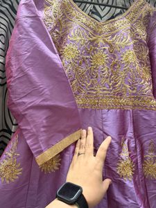 Embroidered Anarkali Gown dupatta set with bottom