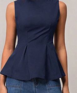 Navy Peplum Top