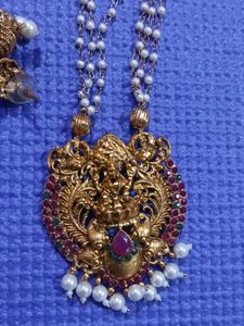 Moti Haar With Laxmi Pendant And Jhumkas