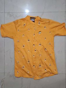 Yellow Printed Casual Shirt
