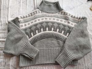White And Grey Woolen Sweater