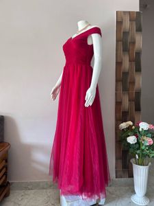 Aesthetic maroon A-line gown