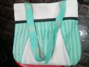 Mint & White Tote Bag
