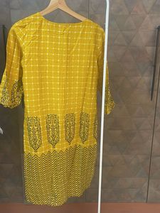 Yellow Checked Kurta