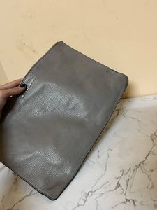 Michael Kors Gray Pebbled LeatherWristlet Large