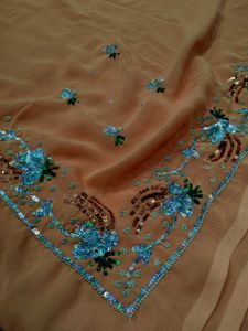 Elegant heavy Peach Saree