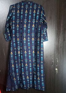 Women Blue Printed Cotton Kurti