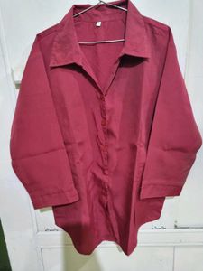 Maroon Red Abstract Shirt Women