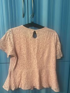 Honey Lace Peplum Pink Top