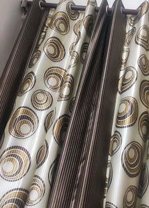 Brown Printed 9 Feet 4 Curtains